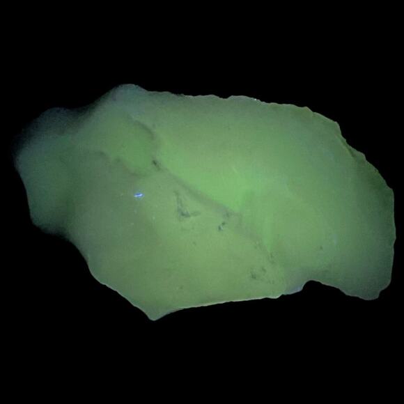 Green Aqua Layered Art Glass Cullet Glowing Manganese Slag Glass #5GX31 - Picture 1 of 7